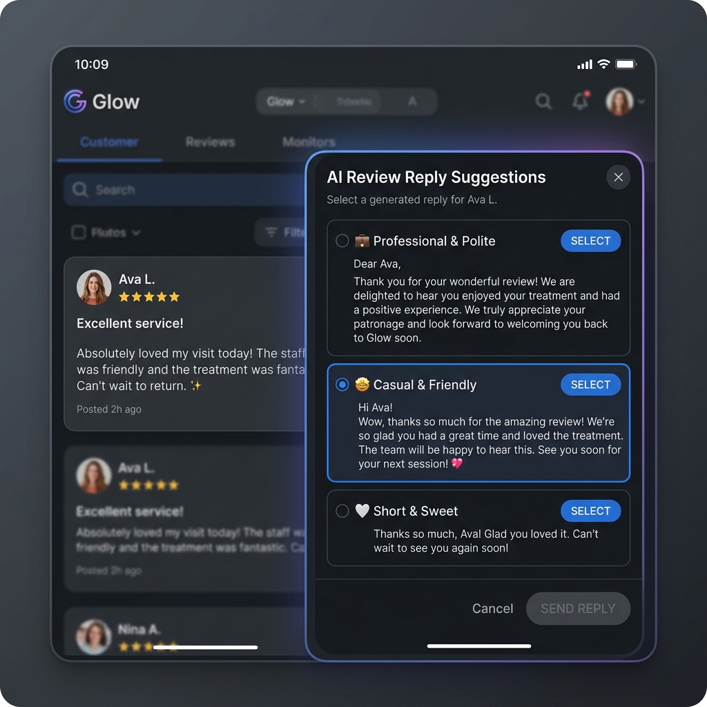 Glow AI Suggestion Reply UI