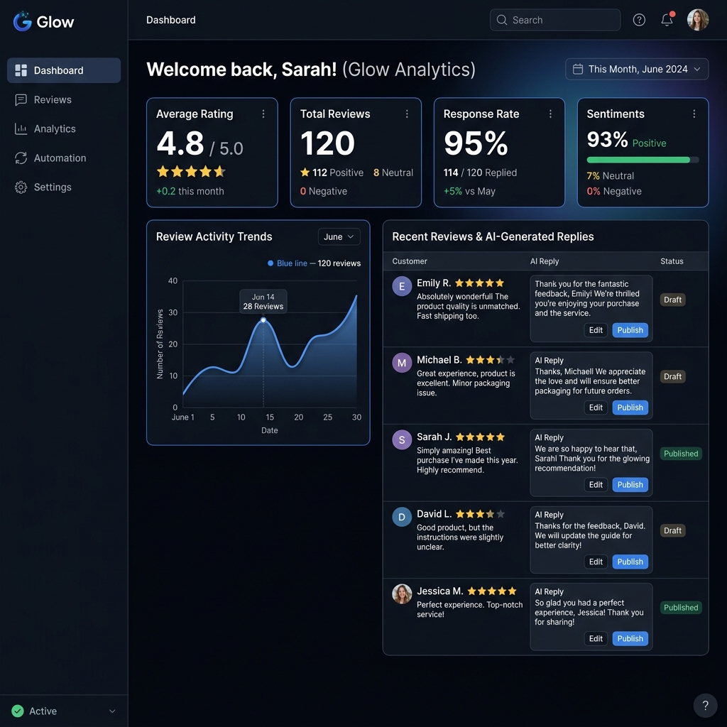 Glow Business Dashboard UI